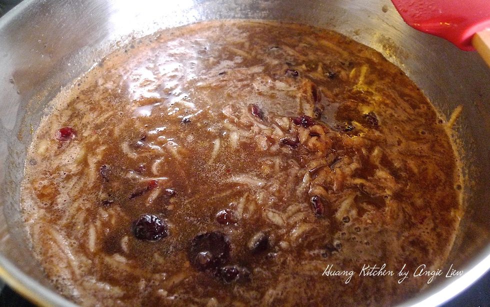 Using medium high heat, bring the mixture to a boil, stirring occasionally.