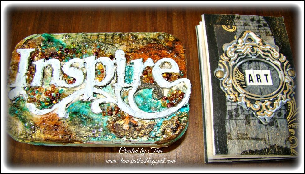 Using simple objects to alter, you can make your very own mini canvas album for those creative moments while on the go.