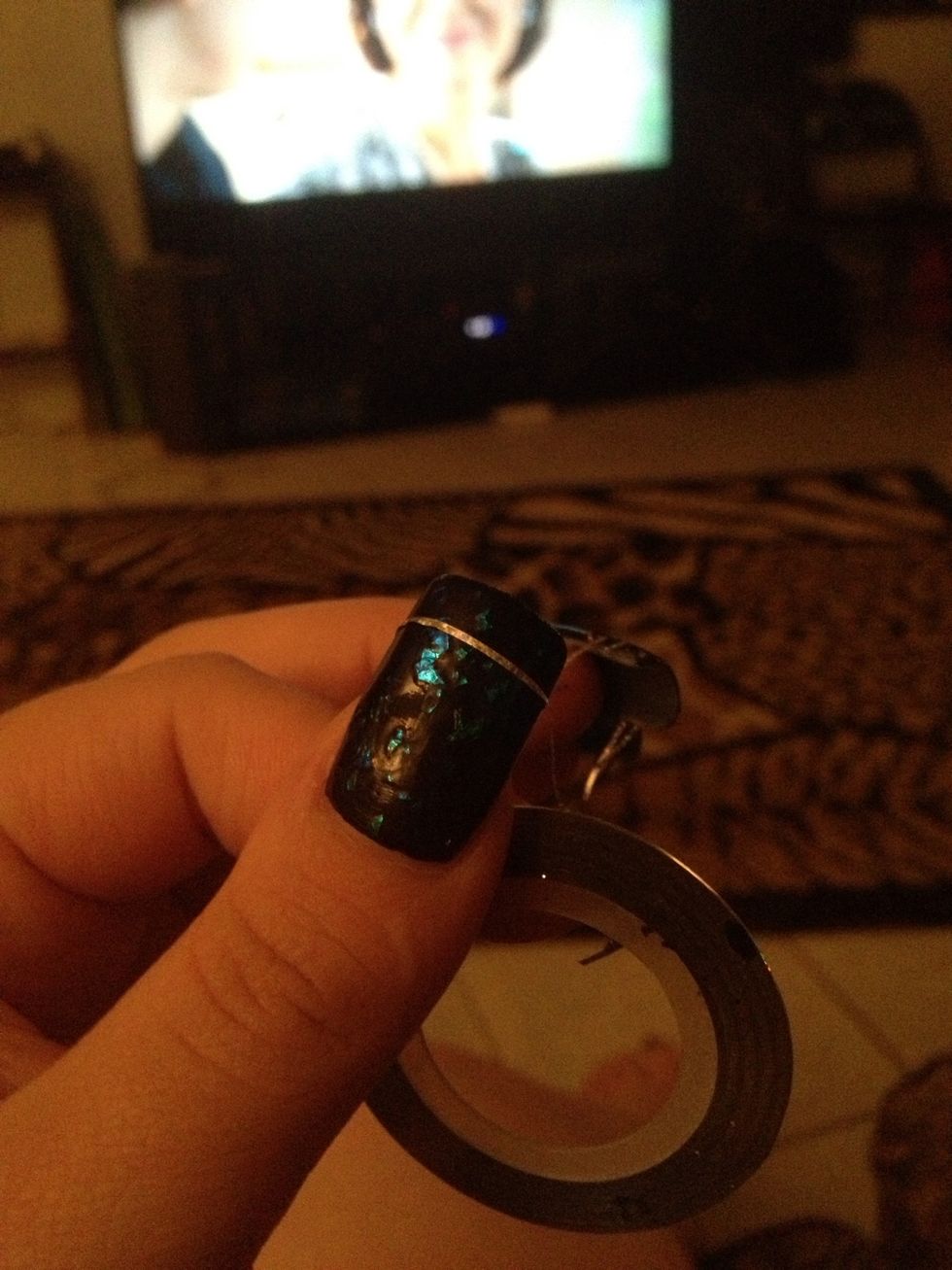 Using striping tape (sold on eBay) place a line 3/4 up the nail