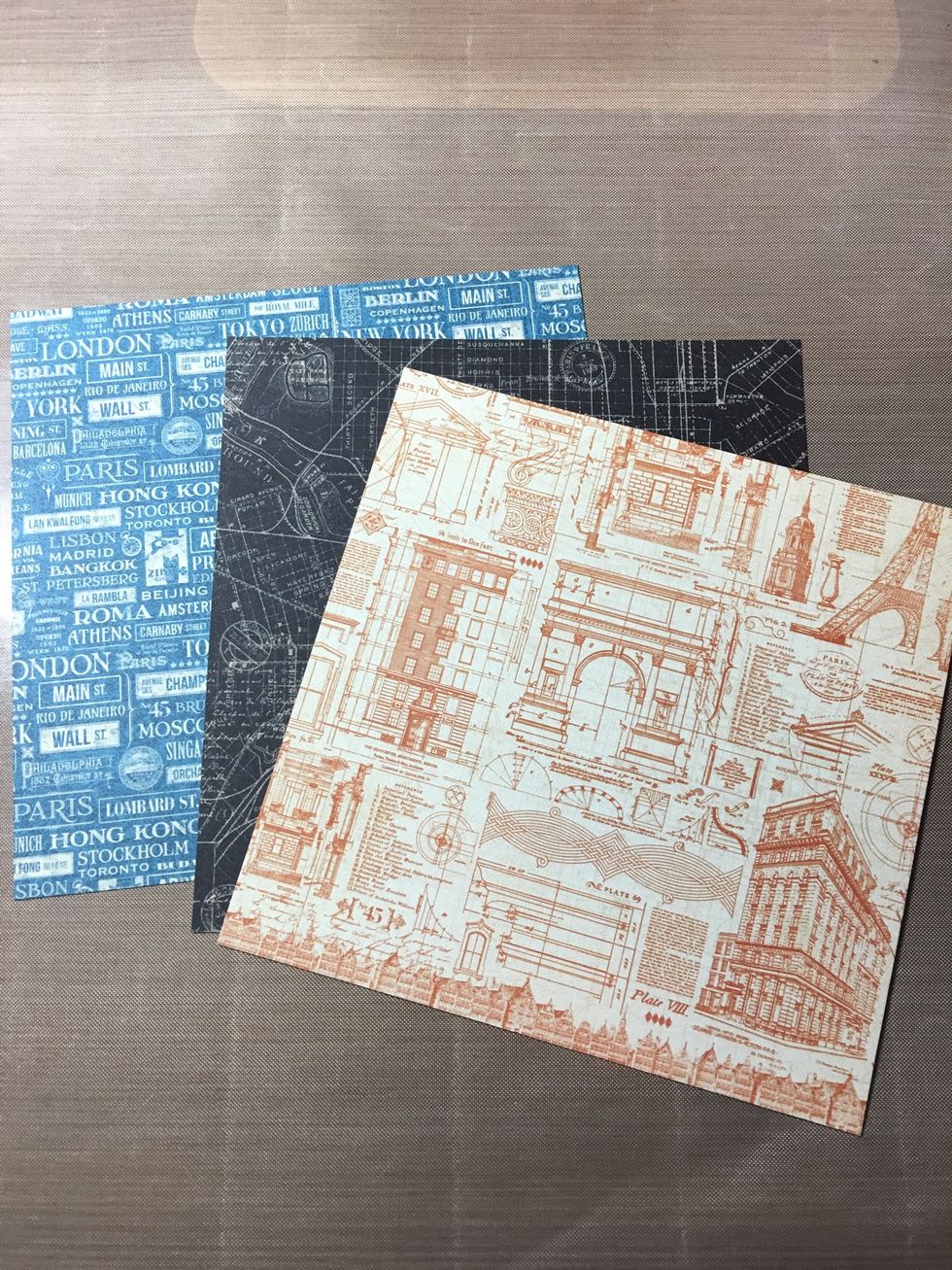 Using the 6x6 cityscapes paper, select desired patterns for your wall art.