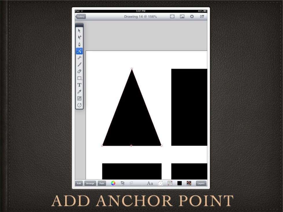 Using the ADD ANCHOR POINT tool, I tap between the bottom two anchor points.