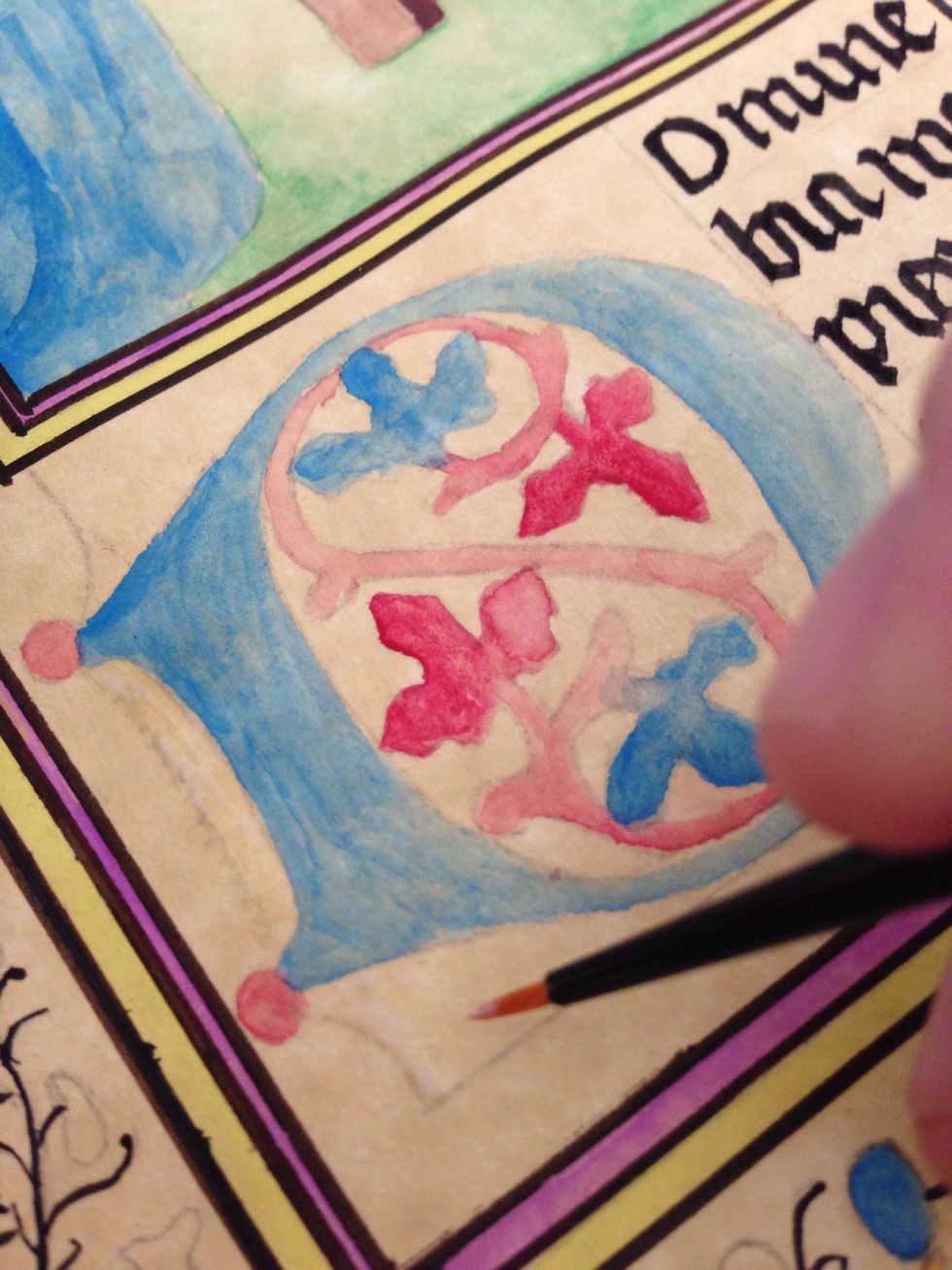 Using the adhesive I painted a light coat of it on where I want the gold at