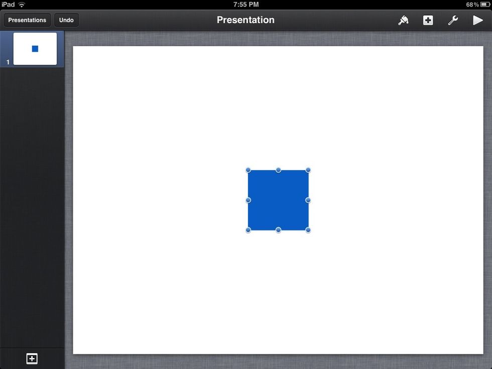 Using the blue dots in the corners of the square make it larger to fit the area you need to be covered , if the blue dots don't appear straight away just simply click on the square