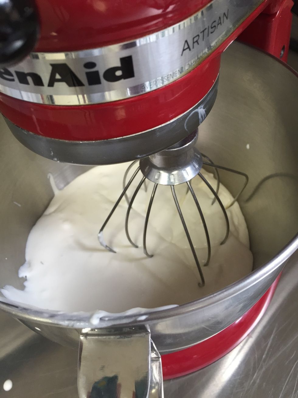 Using the chilled beaters and gradually increasing the speed from low to medium, beat the mixture until creamy. (About 2 minutes)