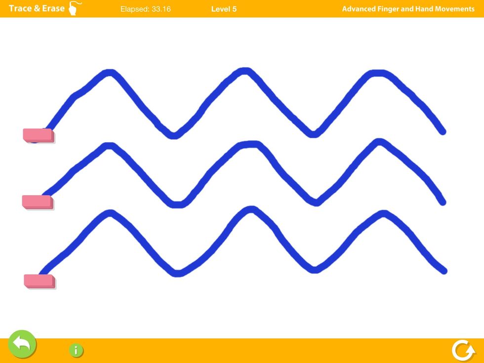 Using the eraser, trace the line with your finger to erase all of the blue lines.
