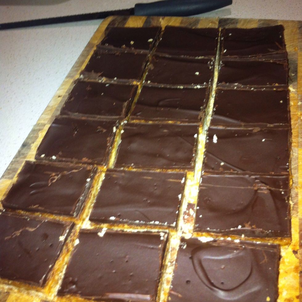 Using the foil lift the slice from the tin and cut it into bars or squares to serve.