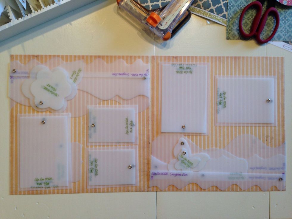 Using the Kiwi Lane Designer Templates, first visualize your layout. Play with the templates until you come up with a design that you like before you cut into your paper.