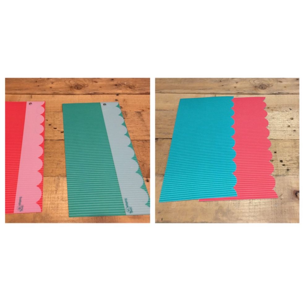 Using the Kiwi Lane Scallops Template 1A and 1B trace and cut the side of each paper. Scallops Template: https://lindsay.kiwilaneinstructor.com/store/default/scallops.html