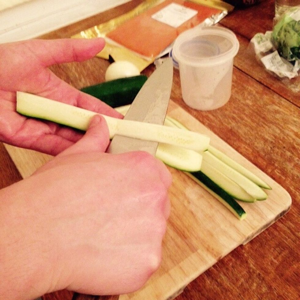 Using the knife remove the central white part and set aside, we will use it later