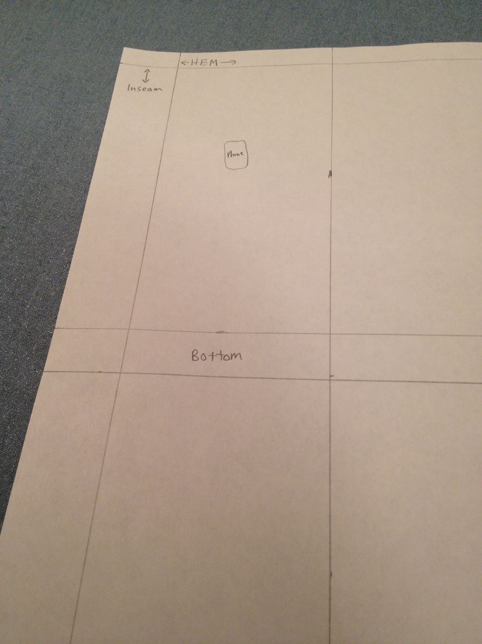 Using the measurements for the thickness of your phone, add an allowance at the bottom your slip case.
