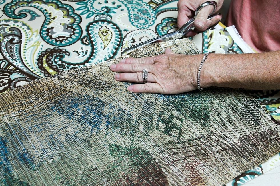 Using the old cushion pieces, cut out your new front and back.