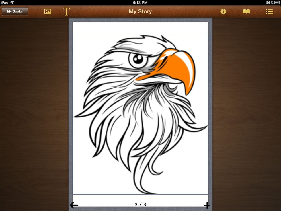 Using the pinching motion and pinching out makes the graphic larger to cover the entire page.