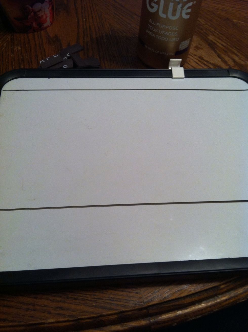 Using the ruler and permanent marker, measure and mark off a space at the top and bottom. Top for writing goals, bottom for storing credit counters. In retrospect I should have made the top larger.