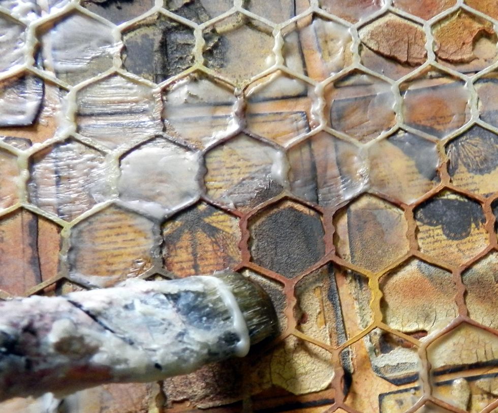 Using the same mask, apply Beeswax on some places.