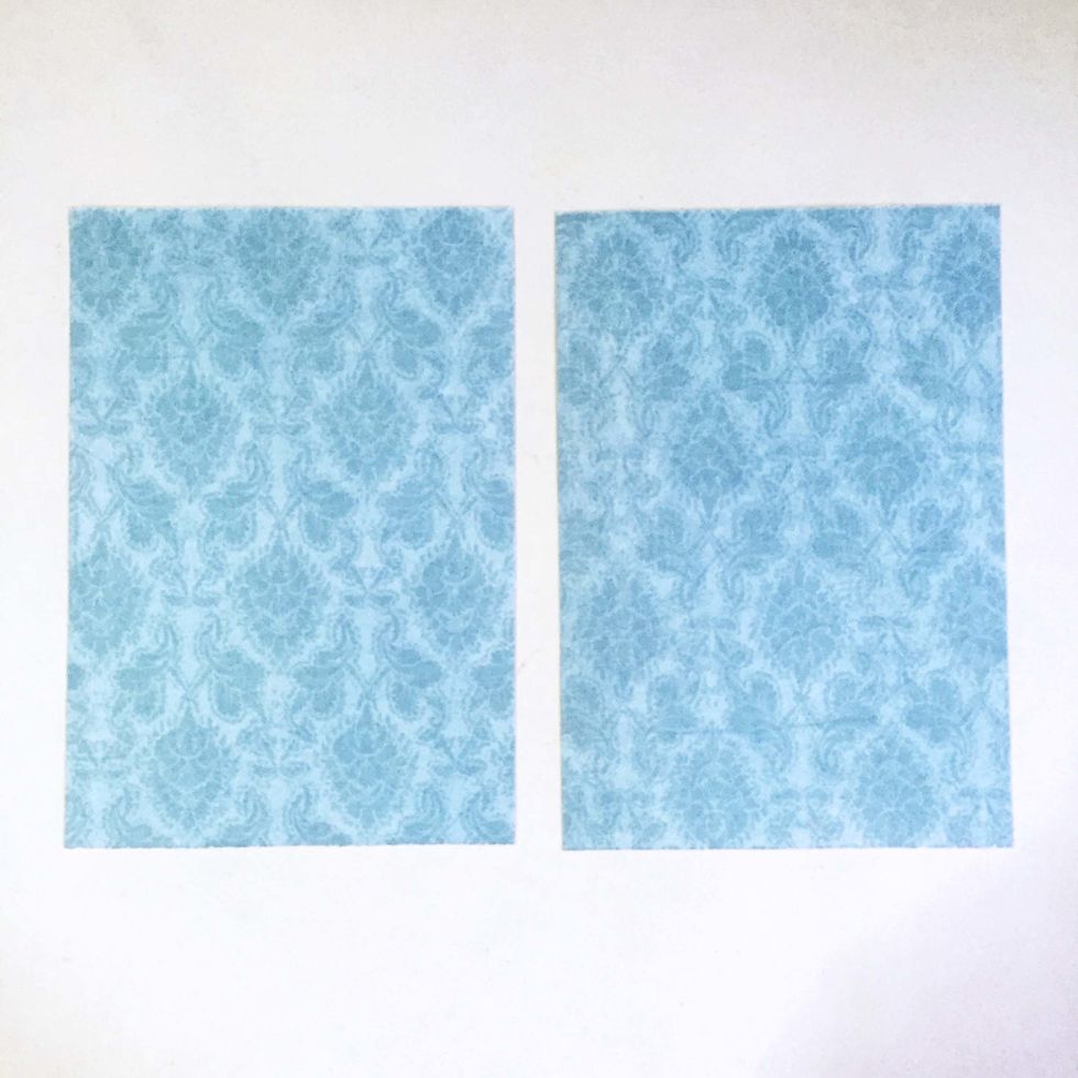 Using the same pattern paper (or any of your preferred choice), cut 2 pieces of 4" x 3.5".
