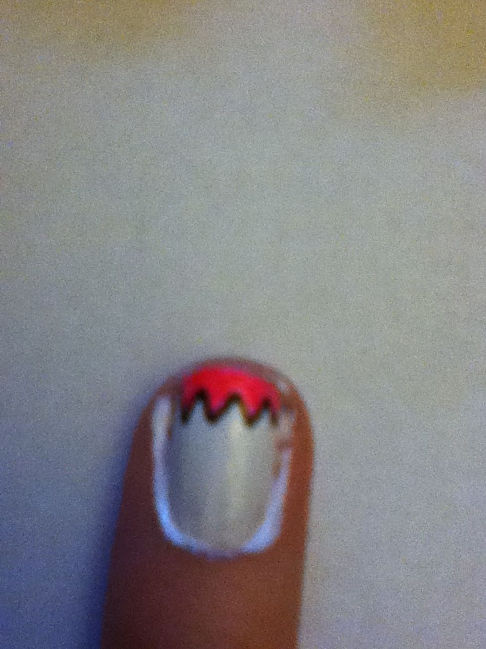 Using the same pink nail polish, fill in the top section.