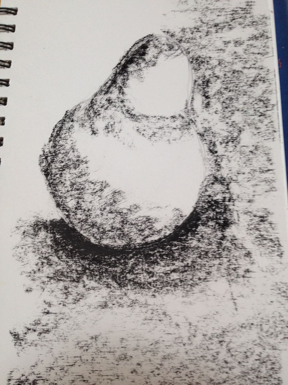 Using the same tool, I started shading in the dark sides of each of the spheres. Remember, you are shading for form and ideally color, but we can work on that more in another demo. Also, no outlines!