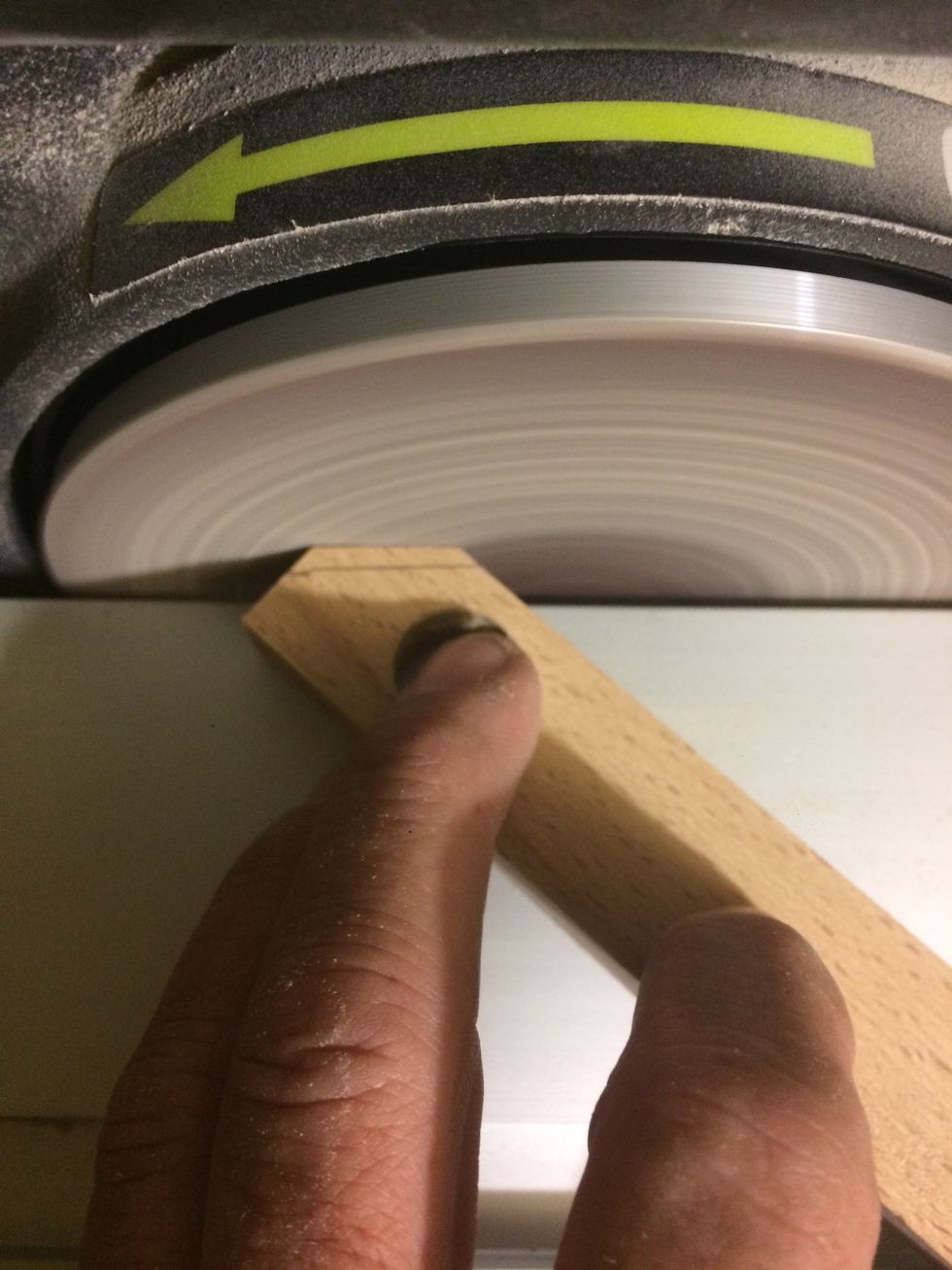 Using the sander I removed the wood up to the line.