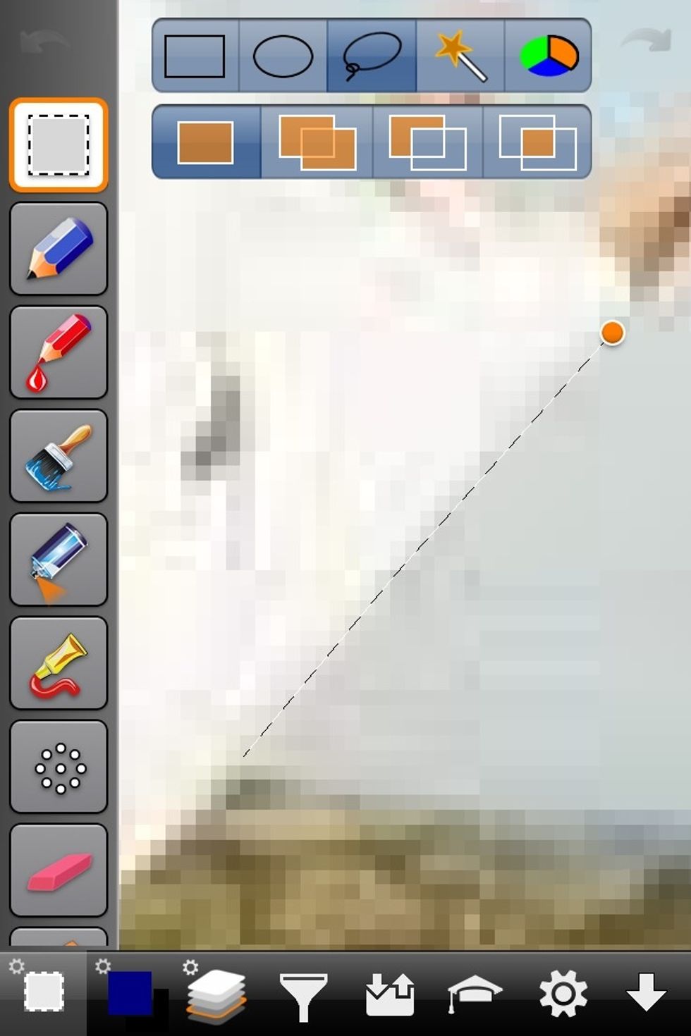 Using the trace tool. Outline the portion you want to copy from this layer. In this case outline the entire girl. Zoom in close. Zoom out when needed to see details.