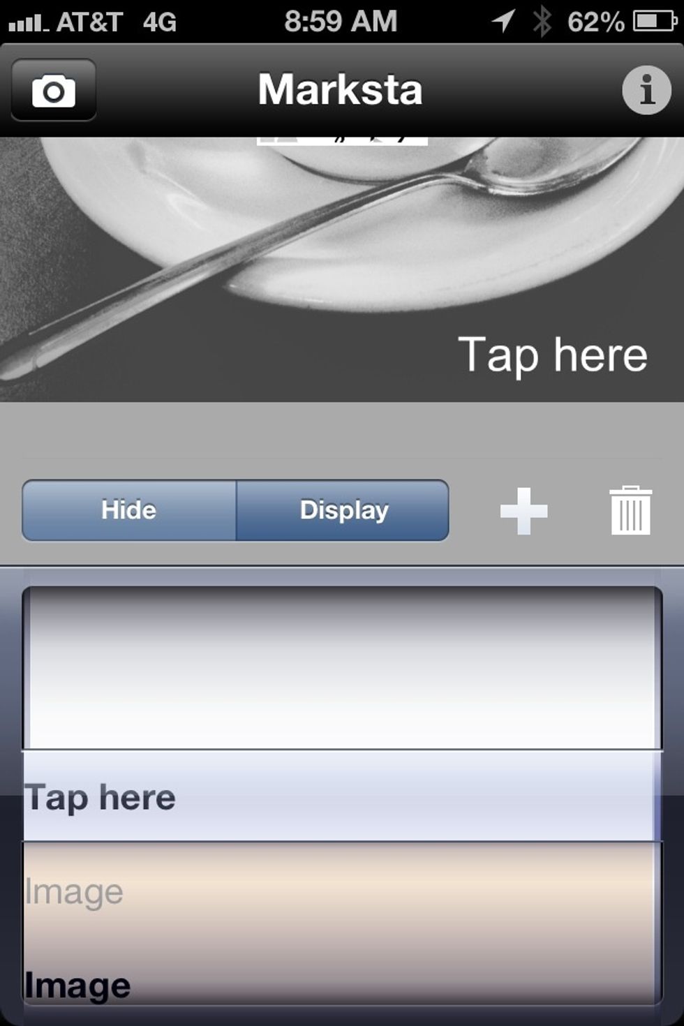 Using the tumblr, highlight the item you want hidden, whether it be an image, the default text, or your own custom text. Here, we are hiding text so we have only our image watermark remaining.