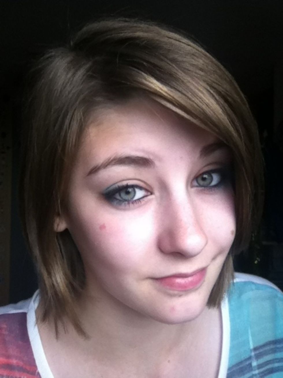 Using the white eyeshadow, highlight the inner corner of the eye, apply black liner to the top and bottom lash lines then apply your favourite black mascara.