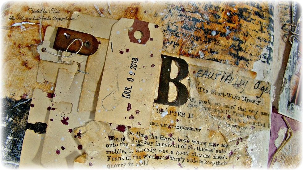 Using your Colorations in Wild Orchid splatter and drip randomly to bring out this tone that is in the photo.