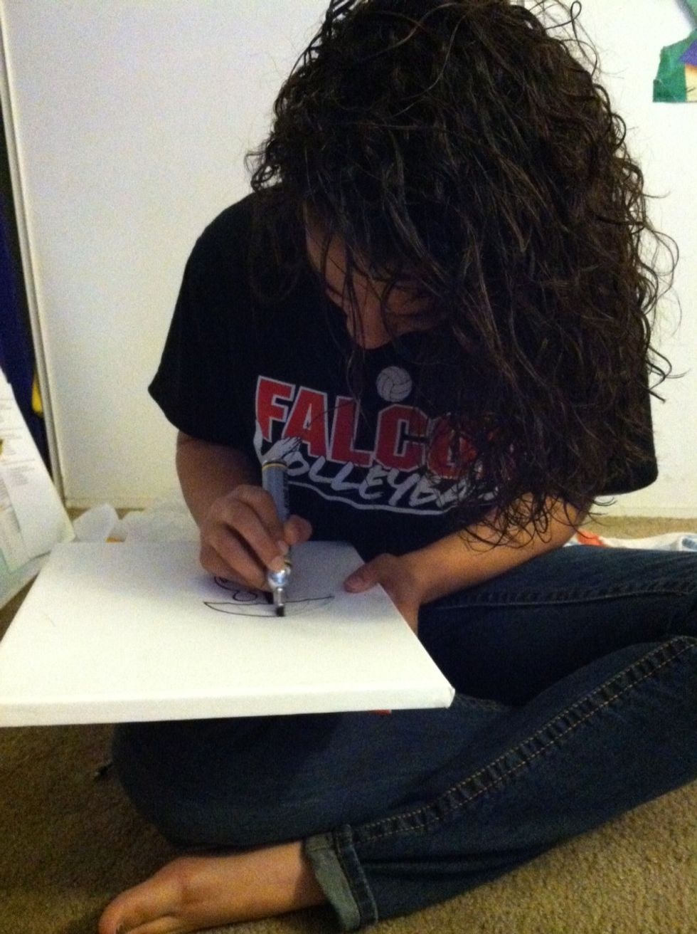 * Using your marker you can draw a character w/ an umbrella at the bottom of the canvas