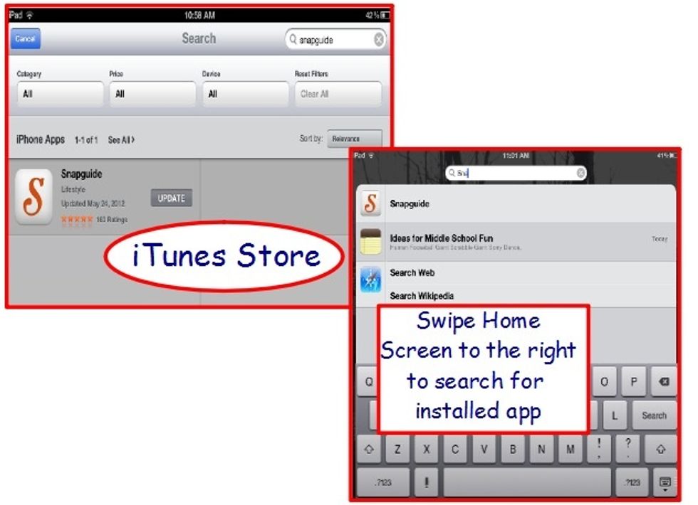 Using your own iPad? Download Snapguide. Using class iPad? Swipe Home screen to right to search for app.