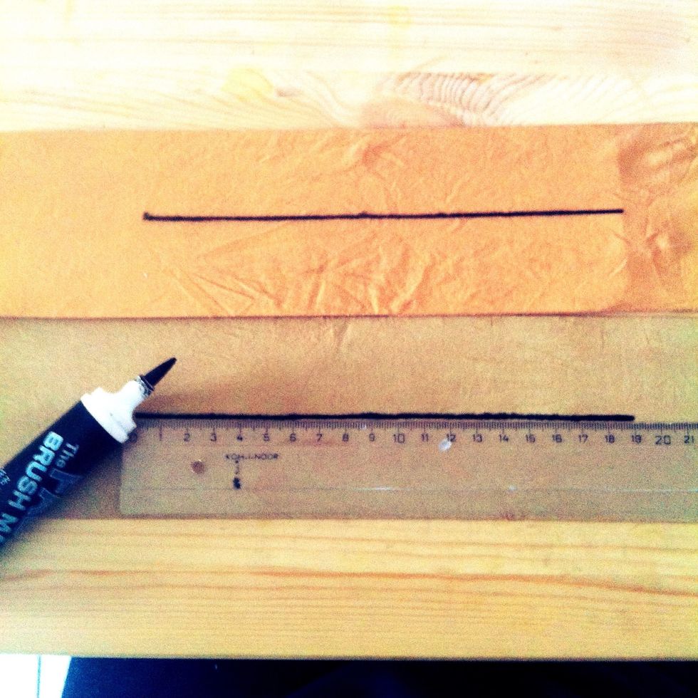 Using your ruler, make a line as long as you want it to go up your leg. I wanted mine to be only on the calf, so I made it aprox 19cm (7.5in)