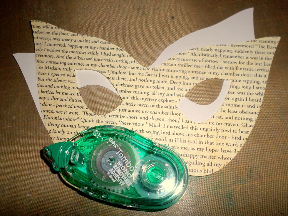 Using your Tombow Adhesive, adhere the cardstock to the mask. I always use removable adhesive when adhering paper to paper. It always goes on slightly crooked for me and I need to be able to move it.