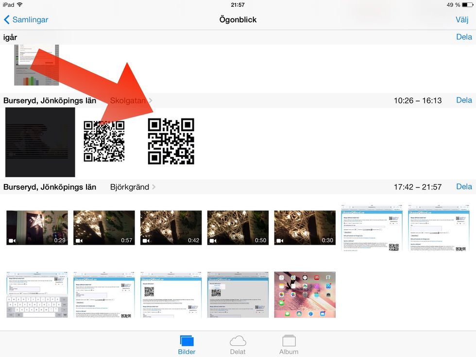 V\u00e4lj QR kod genom att klicka p\u00e5 den.