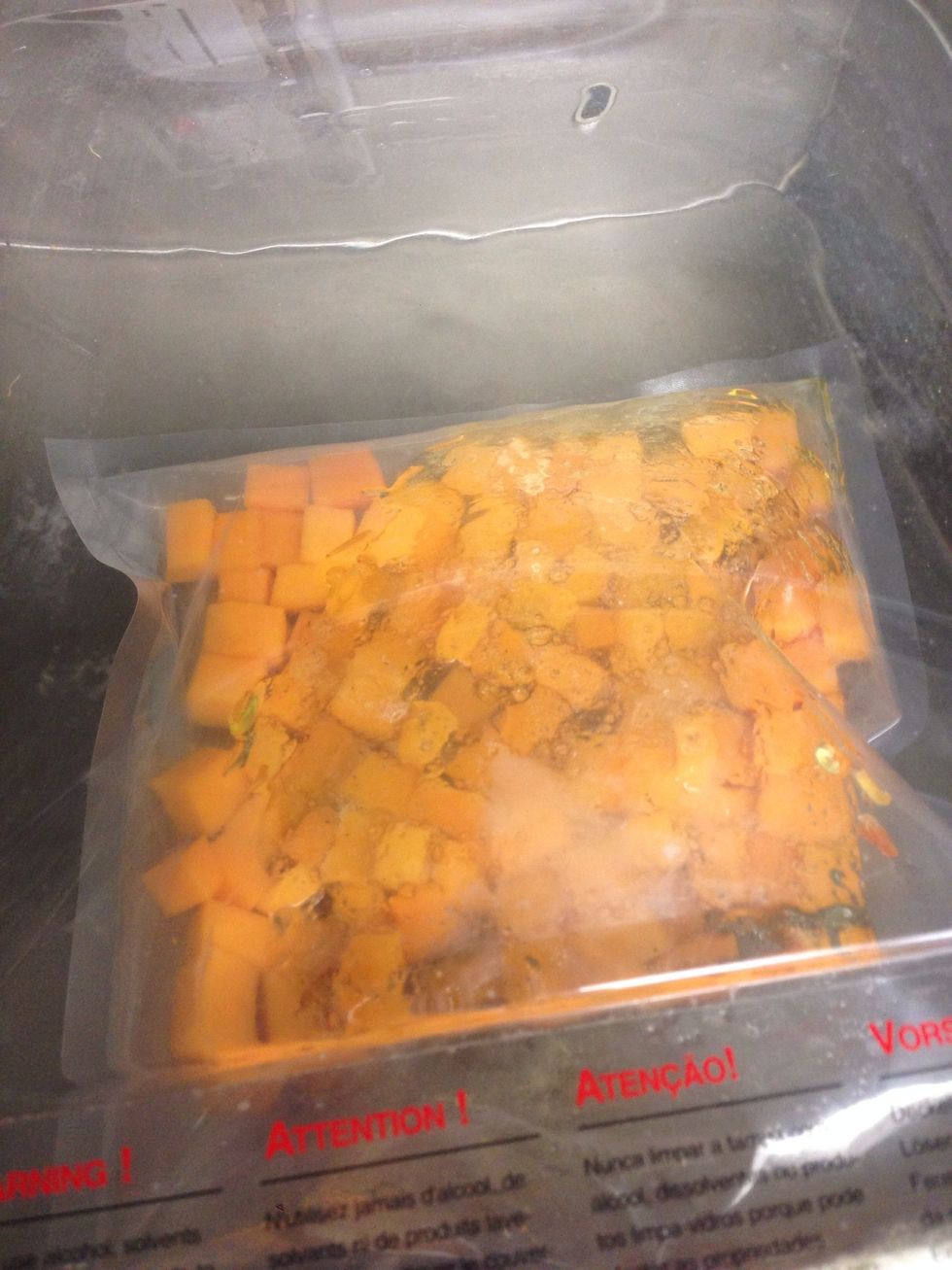 Vacuum seal and cook in your combi oven at 167F (75C) for 60 to 75 minutes, depending on the ripeness of the squash.