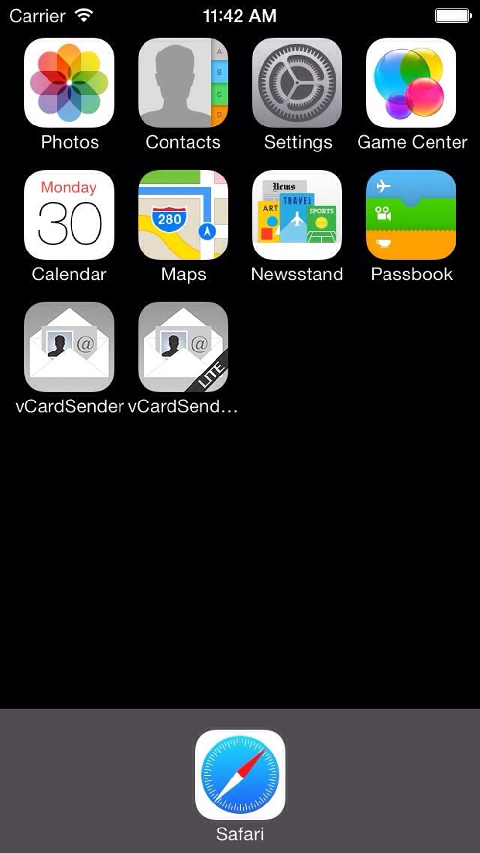 vCardSender2 is also available in a free lite version. (The lite version is just without the ability to search a contact.)