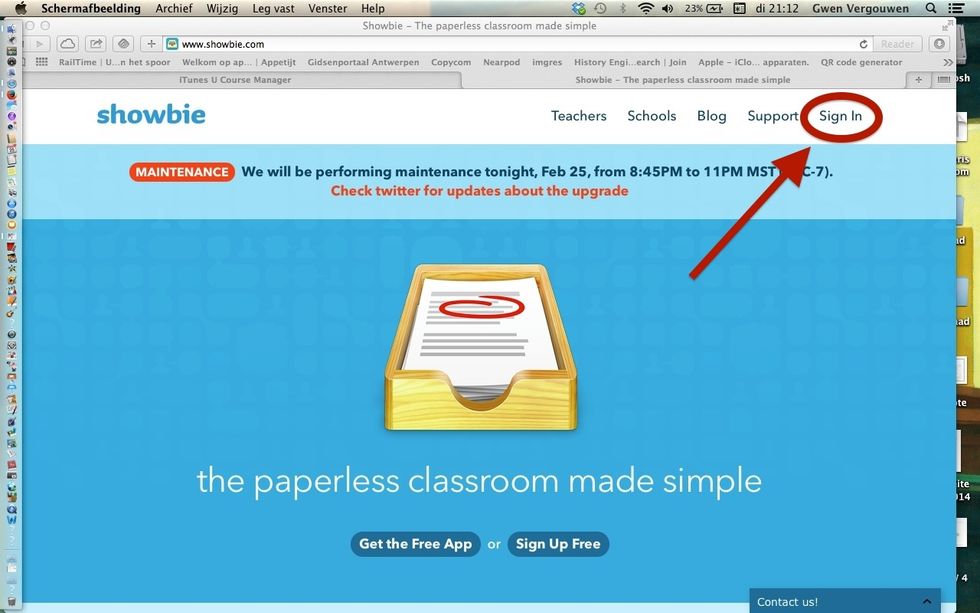 Via www.showbie.com kan je nu inloggen met je accountgegevens.