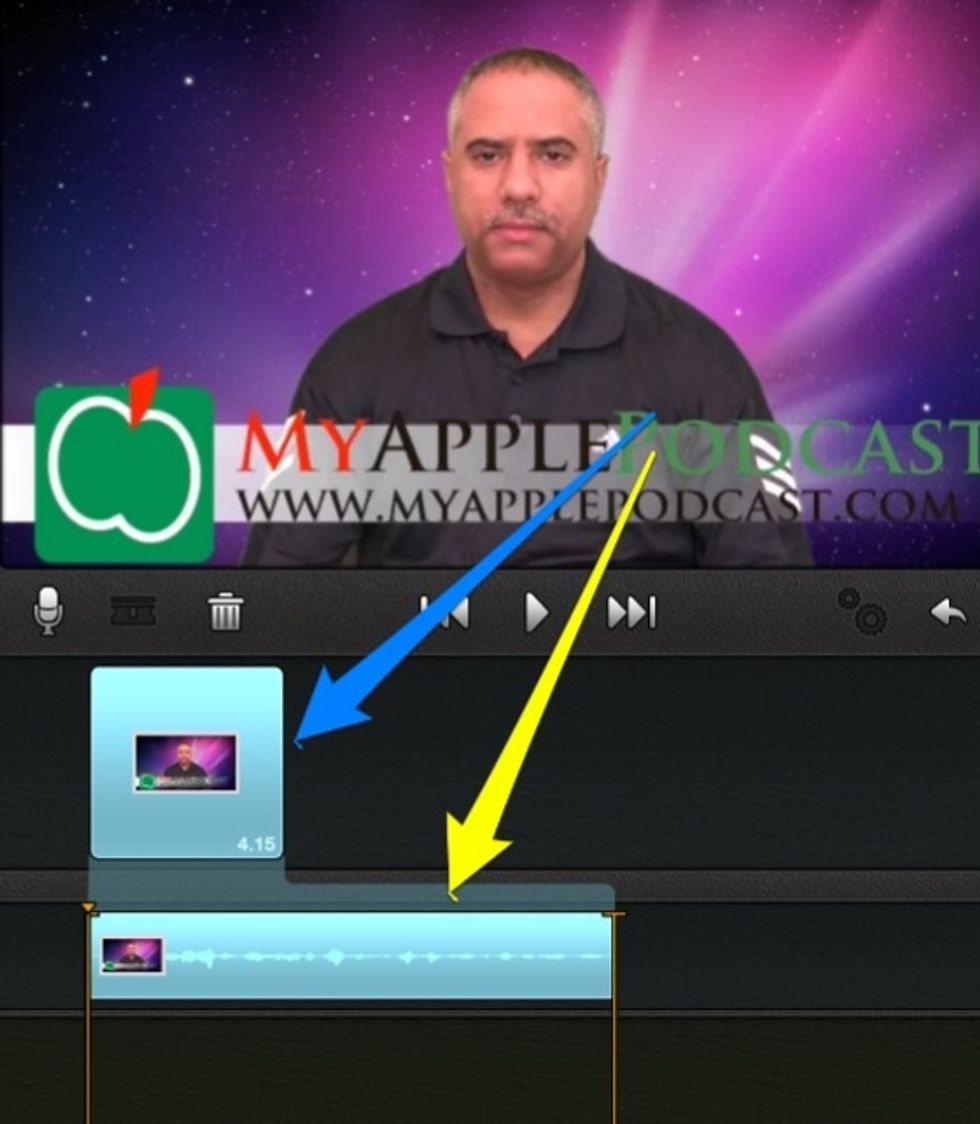 View of project screen, storyboard and timeline.