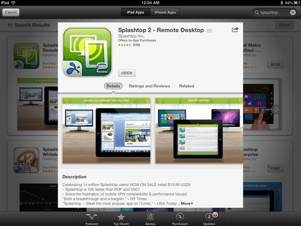View your laptop or desktop computer right on your iPad!!! SPLASHTOP 2- REMOTE DESKTOP is a GREAT APP for multitasking across several devices! You can move files on your laptop while at school!