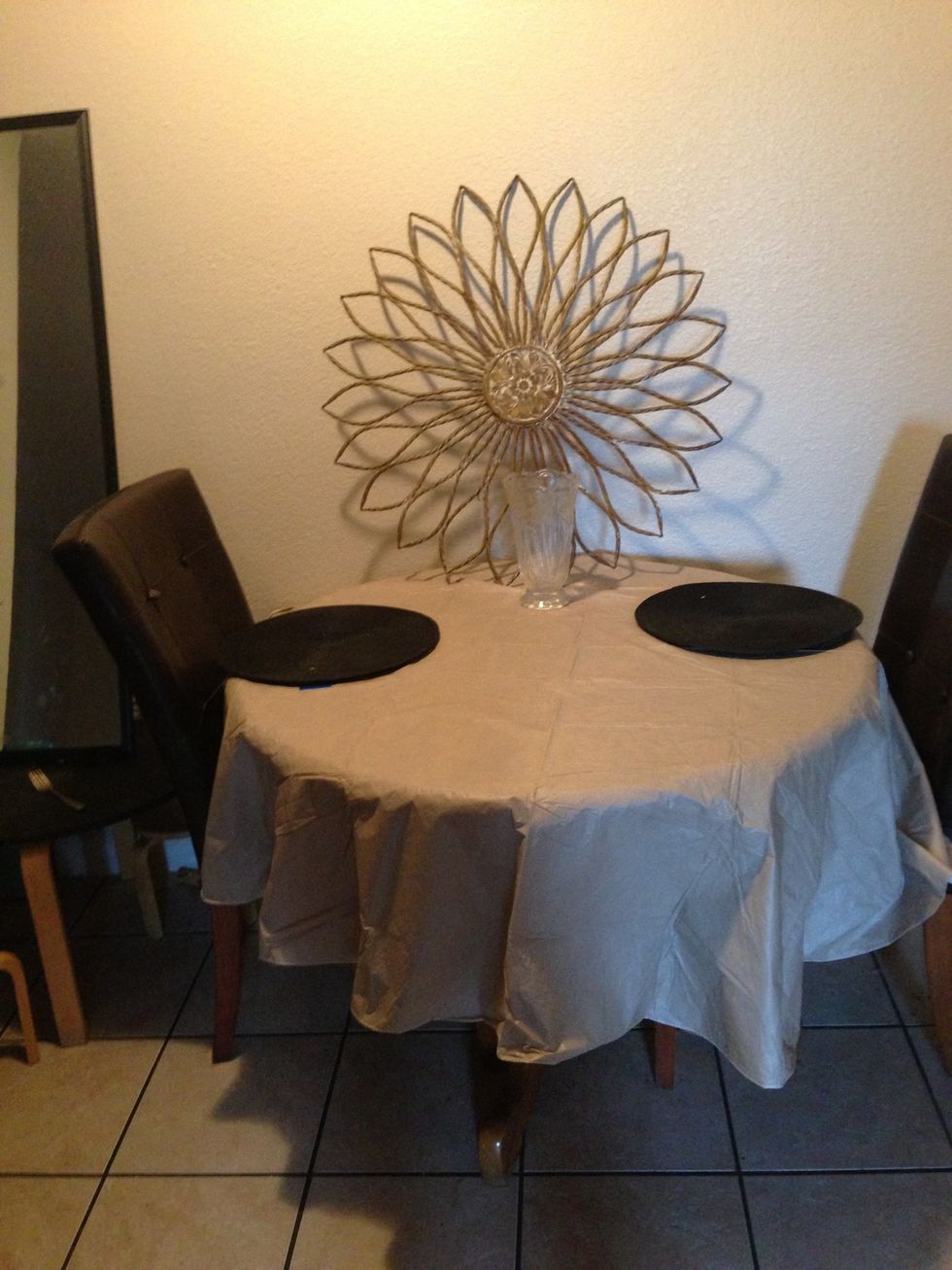 Vinyl table cloth in a color is best (I am mom of two trust me!) vinyl saves lives