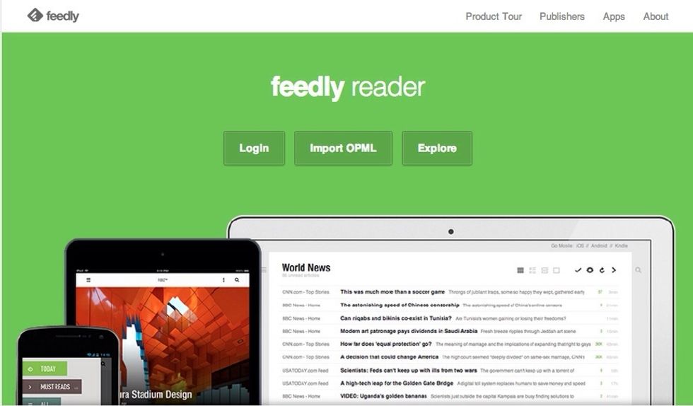 Visit feedly.com in your browser. Choose the import OPML option to link your Google account with your Feedly reader.