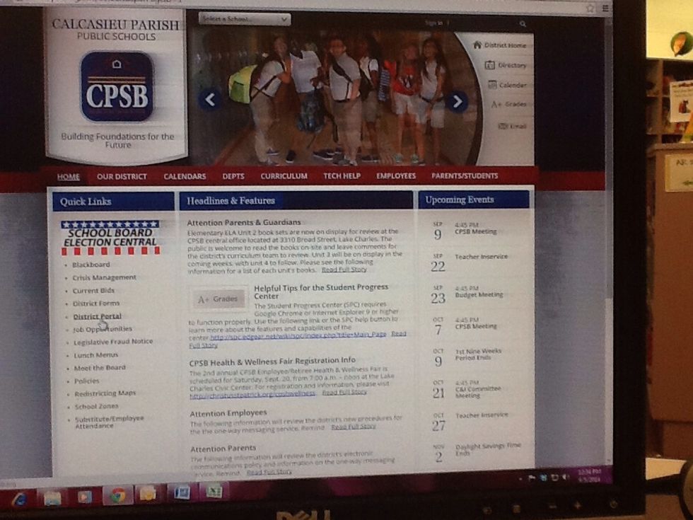 Visit parish website www.cpsb.org.. Under Quick Links click on District Portal
