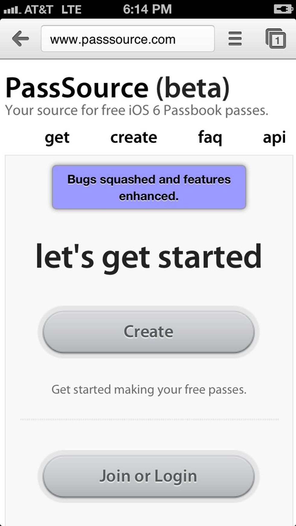 Visit passource.com and click 'create'