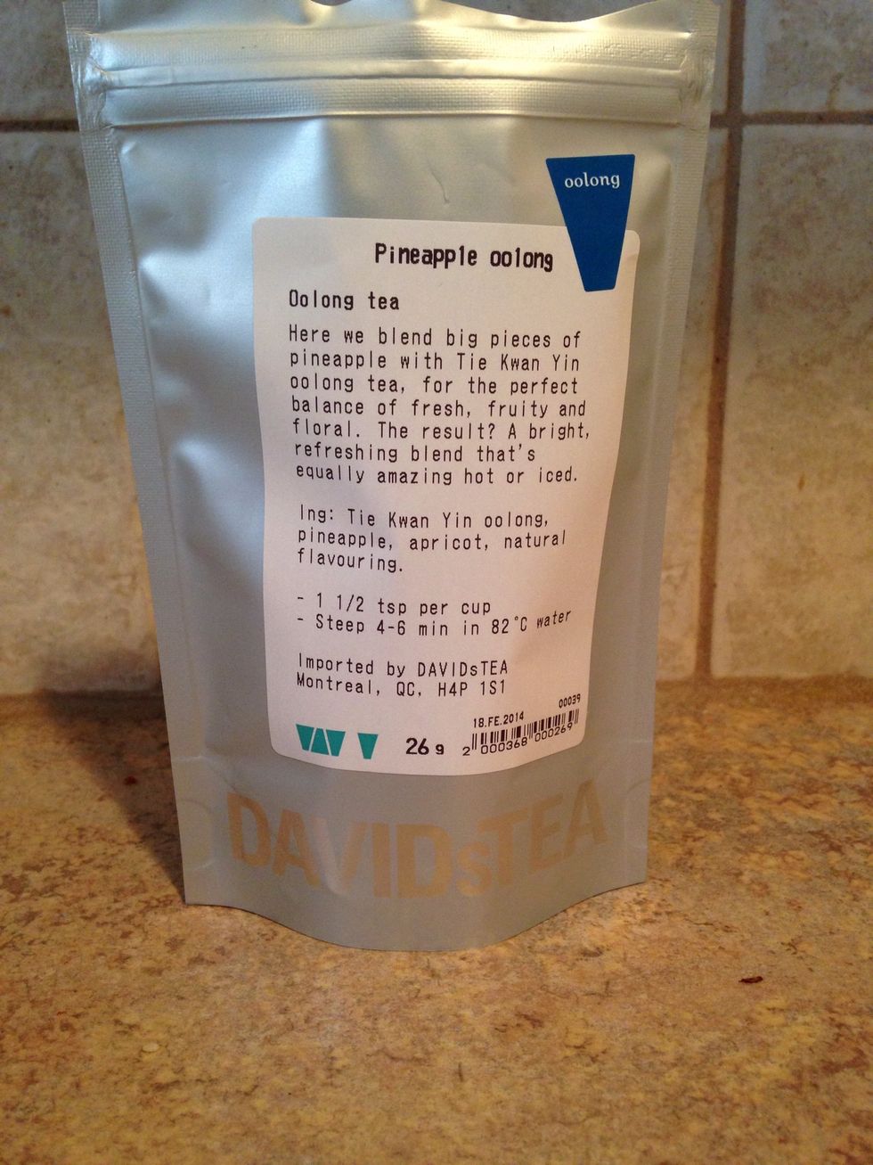 Visit your local DAVIDs Tea and pick up the incredible Pineapple Oolong tea. For this recipe you will need two tablespoons for maximum flavour.