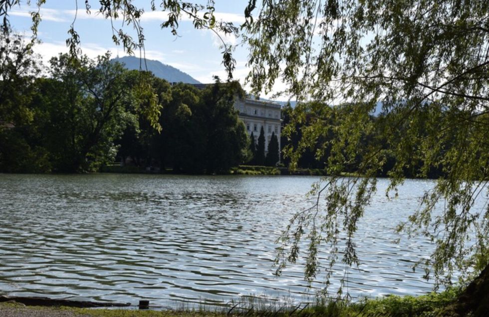 Visiting the sound of music filmings... That house is the Von Trapp's house in the movie