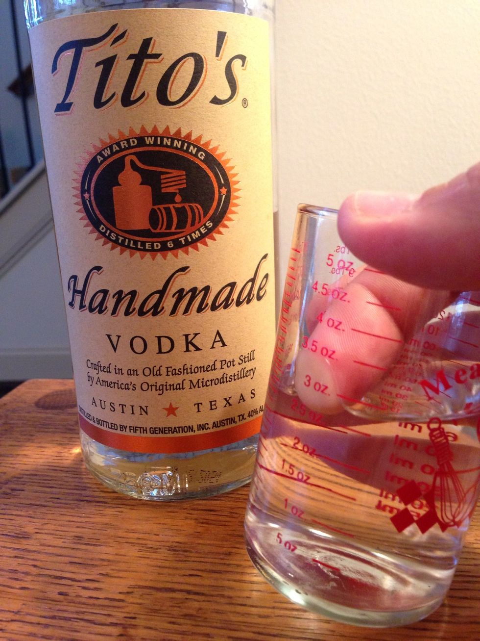 Vodka. One for me. 3 for vanilla. Please for the love of Uranus, DO NOT use a flavored vodka. It defeats our purpose and intent of avoiding chemical additives. Plus, it would probably taste like hell.