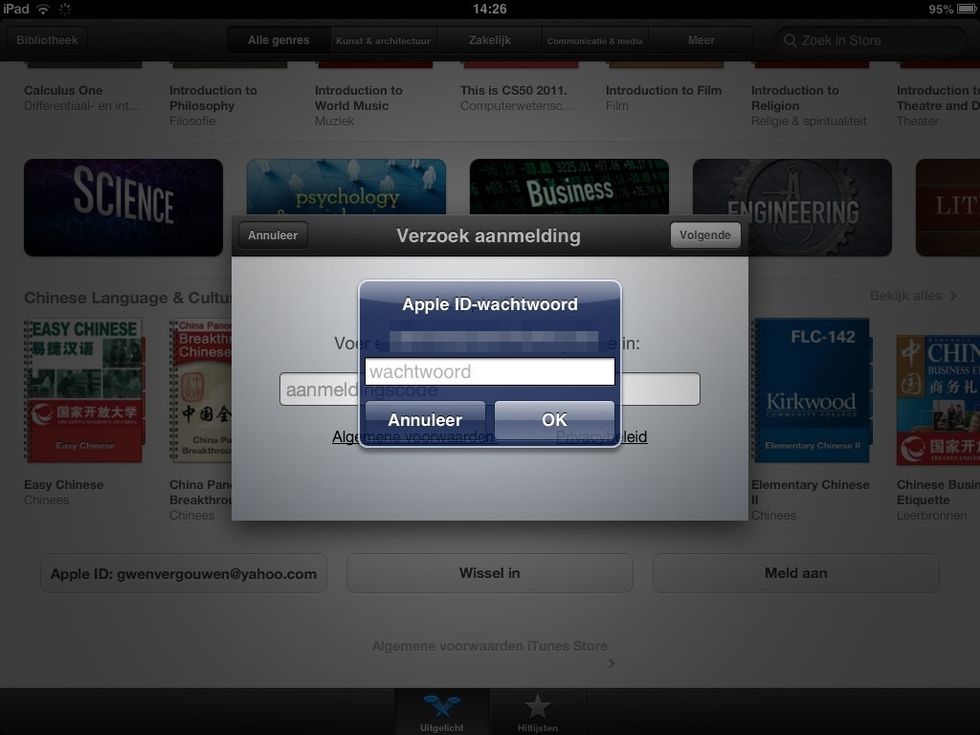 Voeg je Apple ID in en tap op OK