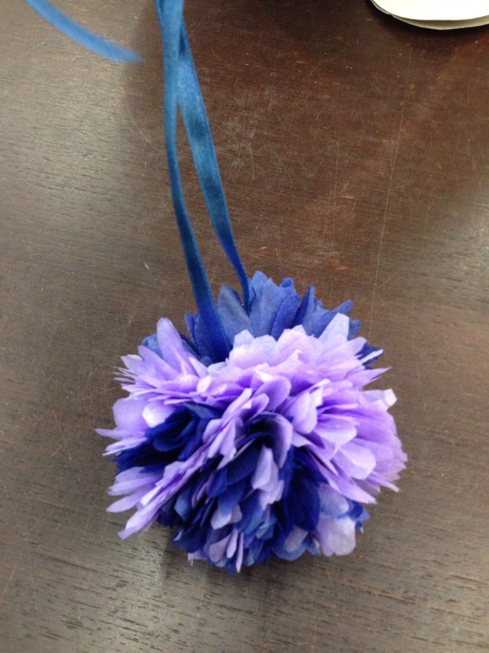 Voila! I used 12 flowers for one ball, the more flowers you add, the thicker your ball will be:)