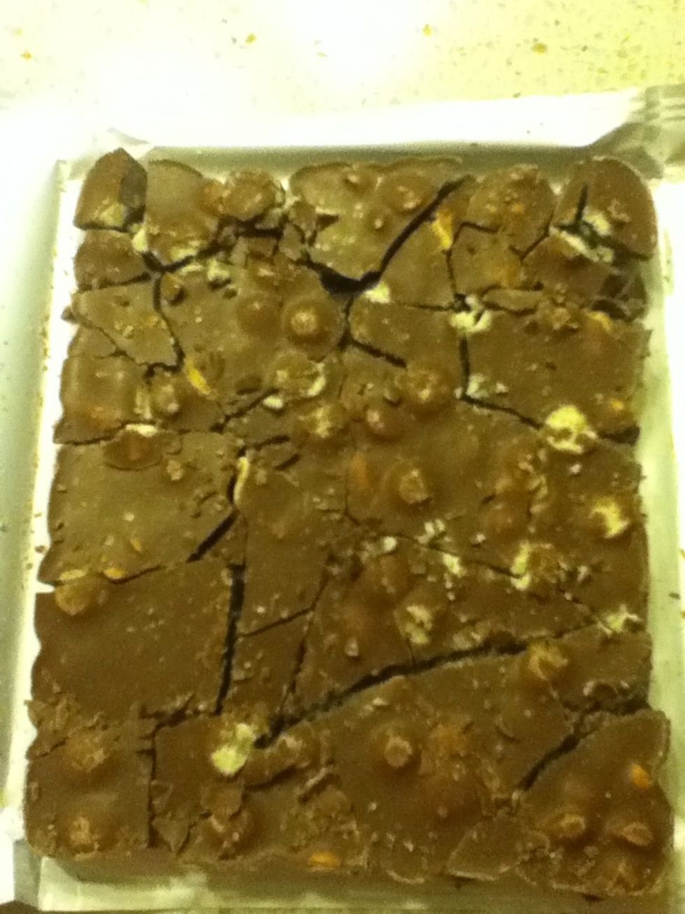 Voila!! Smashed chocolate!! No sore fingers!! No ruined manicure!! No etc.!!