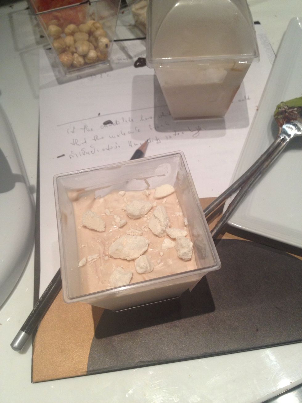 Voila! The ice cream is ready to be served. You can serve it as is or dip the container in hot water and revert on to a plate for couture presentation with chocolate fudge and all.