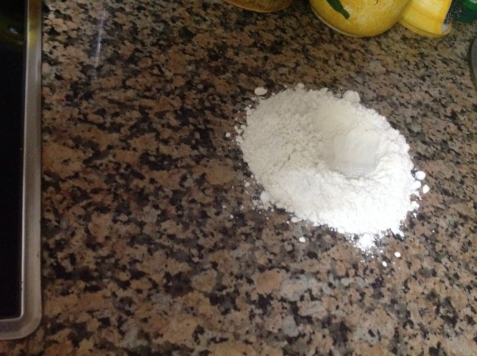 Volcamos la harina como un volcan