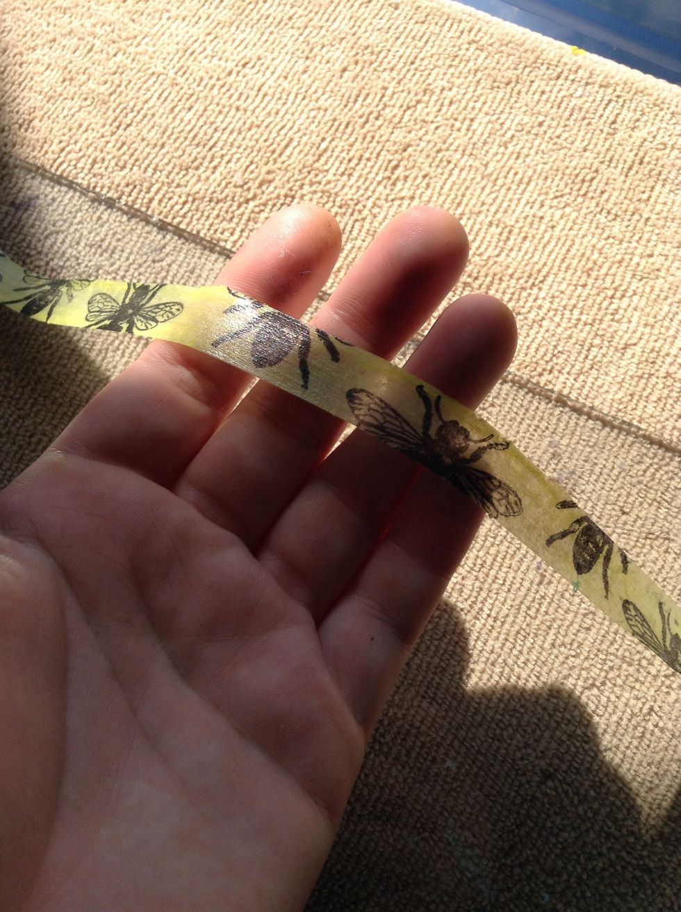 Vvvwaahhlah! Your diy washi tape is complete! The mod podge will not only hold in the ink from the stamp but it will also make the tape appear a little bit translucent!