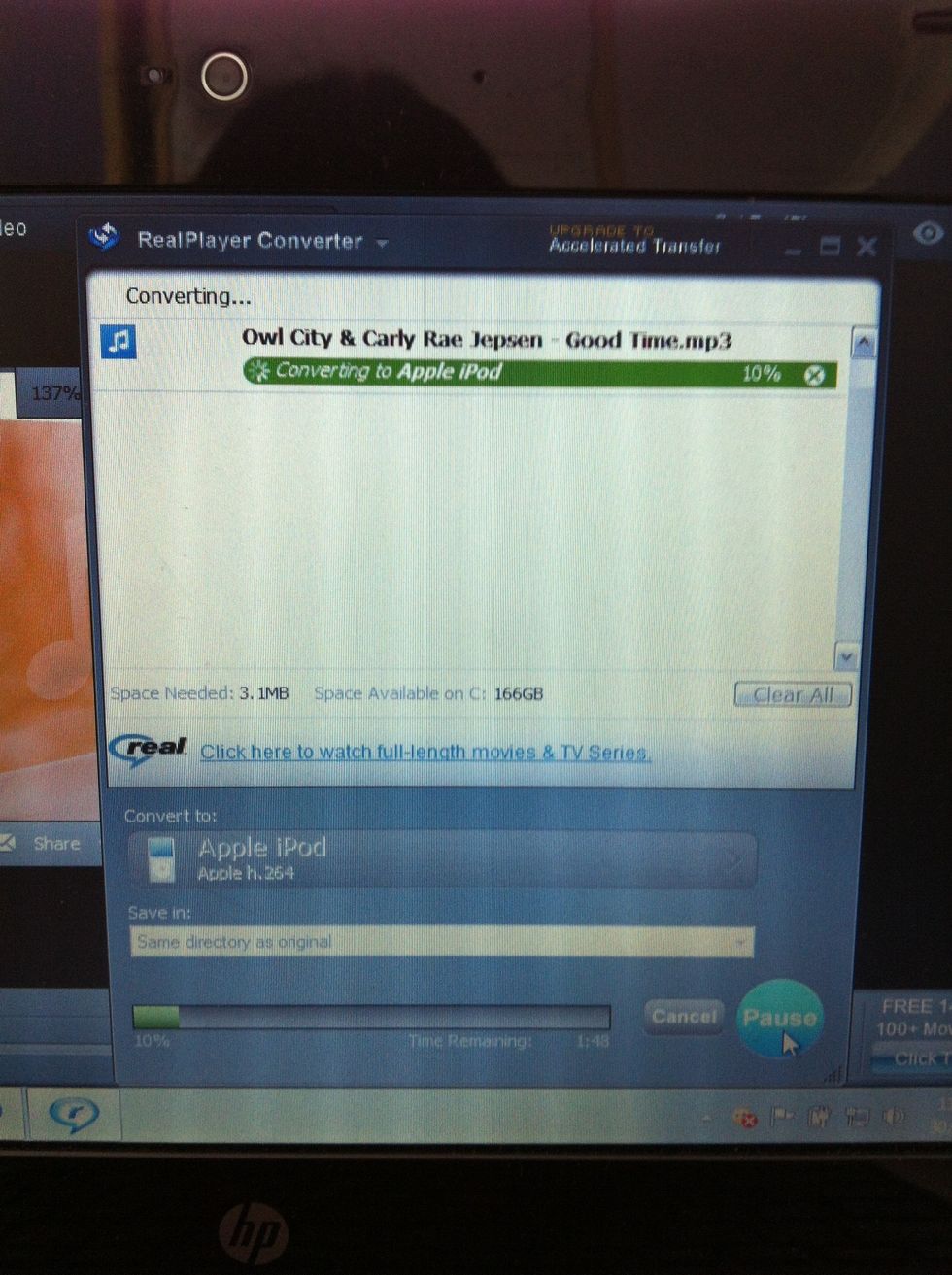 Wait a while for it to finish